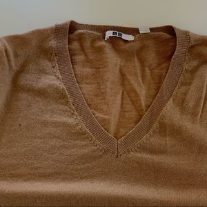 UNIQLO Merino Wool V-Neck Sweater, Beige
